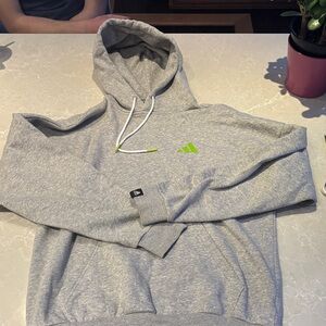 adidas Heather Gray Hoodie with Bright Green Accents